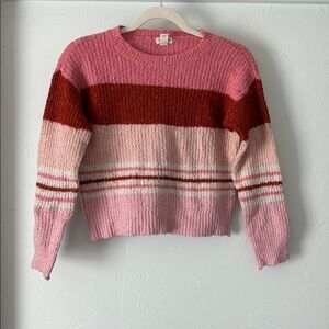 Cat & Jack Pink and Orange Striped Color Block Sweater